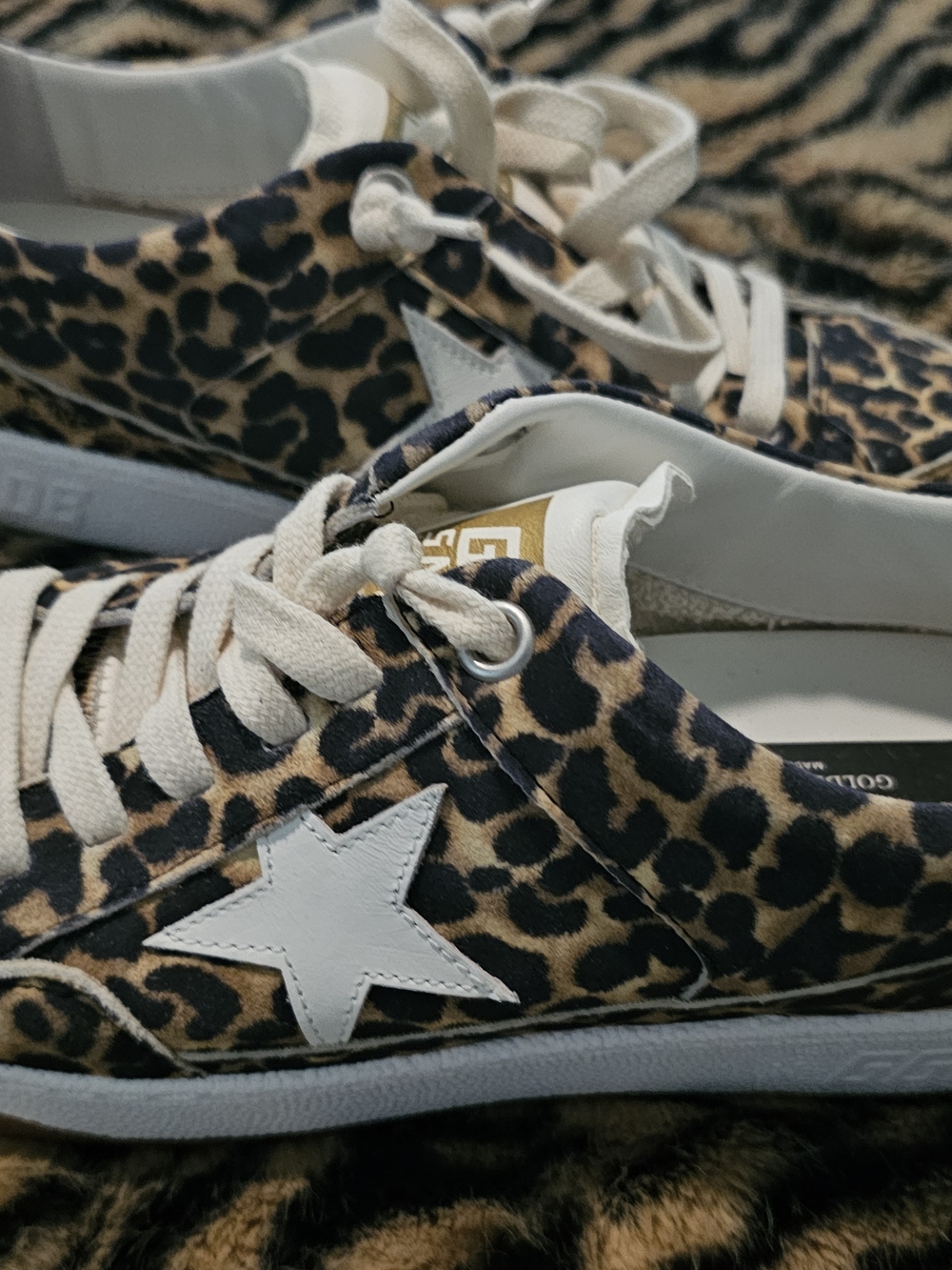 Golden Goose Yeah Leopard Print Star-Accent Women's Sneakers